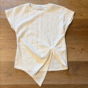 SHEIN White Eyelet Twist-Hem Short Sleeve Top